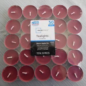 150 Warm Apple Pie Mainstays Tea Light Candles 3 Packs of 50 New